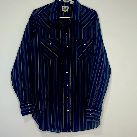 Men’s Ely Cattleman striped pearl snap long sleeve shirt Tall Man XLT - Picture 1 of 11